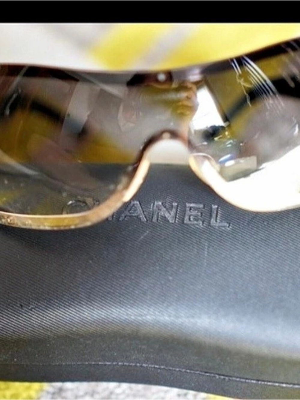 Chanel Quilted Shield Sunglasses Brown & Black